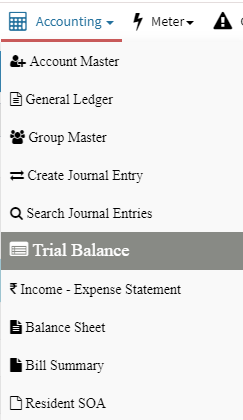 Trial balance society accounting system