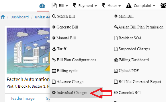how to use individual charges in Factech iBill - billing software