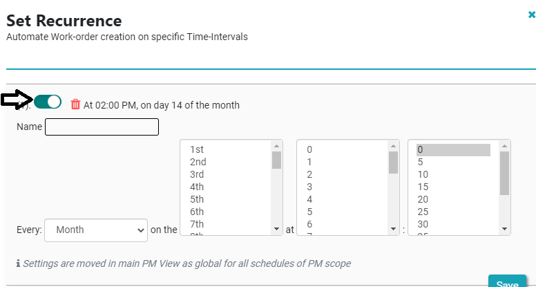 PPM Schedule configuration in CAFM CMMS