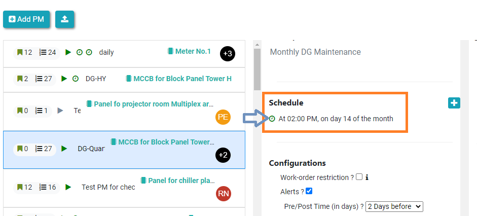 how to schedule ppm schedule in kaizen cafm