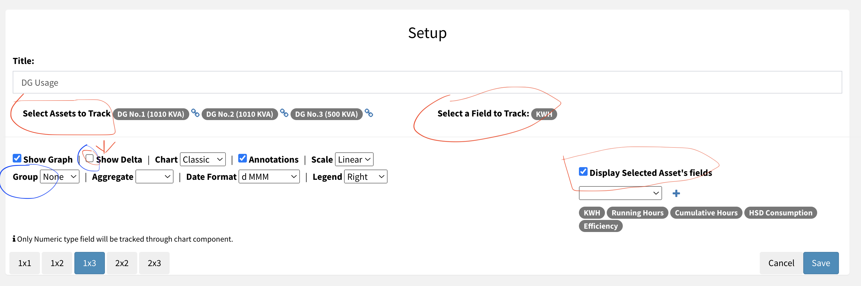 How to add asset equipment performance dashboard